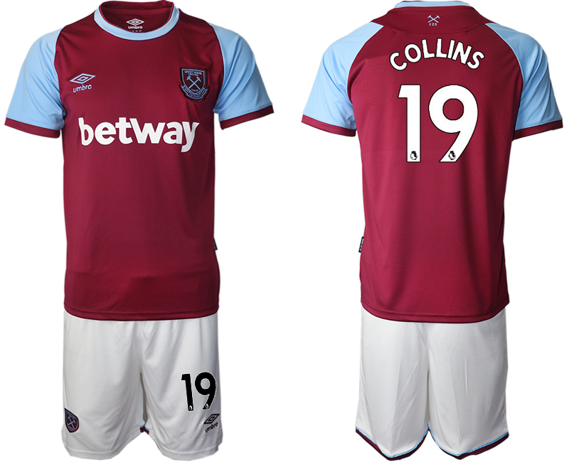 Men 2020-2021 club West Ham United home #19 red Soccer Jerseys